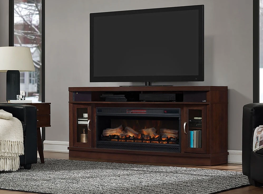70.75" Deerfield Antique Brown Cherry Infrared Media Electric Fireplace 2 70.75" Deerfield Antique Brown Cherry Infrared Media Electric Fireplace - Image 2