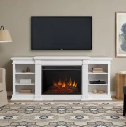 81" Eliot Grand White Entertainment Unit With Electric Fireplace
