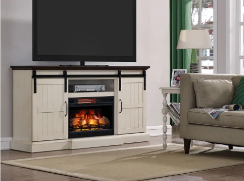 66.3" Hogan Weathered White Infrared Media Electric Fireplace 2 66.3" Hogan Weathered White Infrared Media Electric Fireplace - Image 2