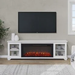 81" Benjamin White TV Stand Electric Fireplace