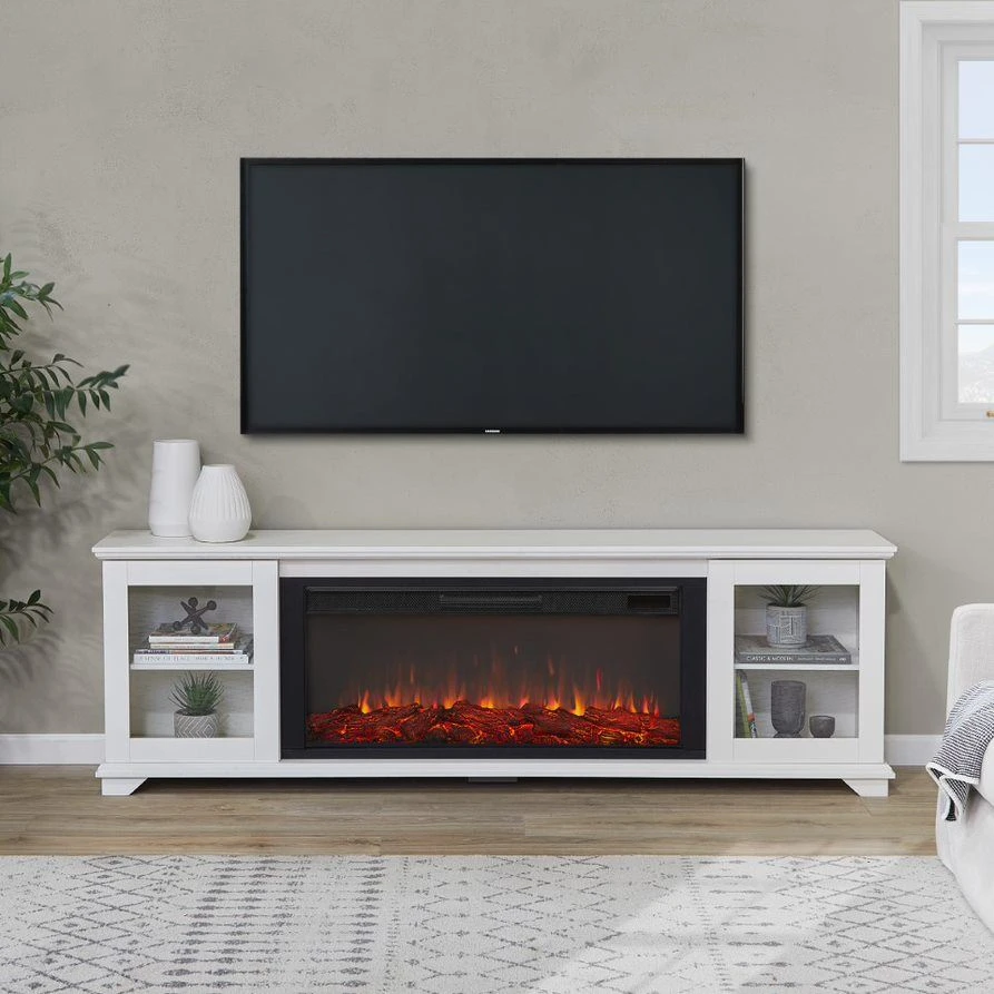 81" Benjamin White TV Stand Electric Fireplace 1 81" Benjamin White TV Stand Electric Fireplace