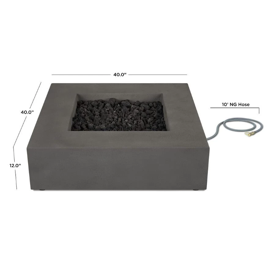 40" Eureka Low Square Natural Gas Fire Table In Carbon 3 40" Eureka Low Square Natural Gas Fire Table In Carbon - Image 3