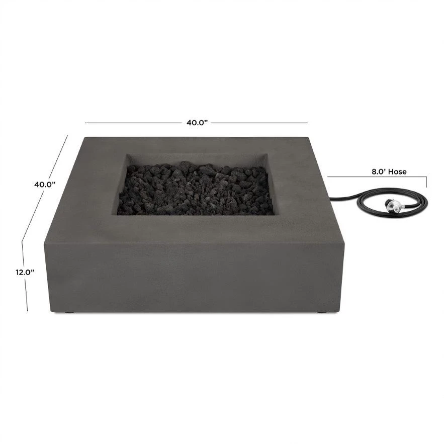 40" Eureka Low Square Propane Fire Table In Carbon 3 40" Eureka Low Square Propane Fire Table In Carbon - Image 3
