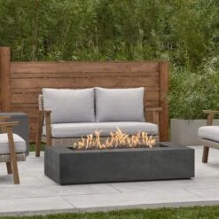56" Beaumont Rectangle Propane Fire Table In Carbon