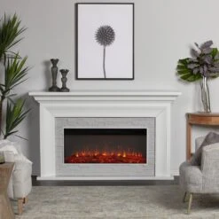 69" Sonia White Landscape Electric Fireplace