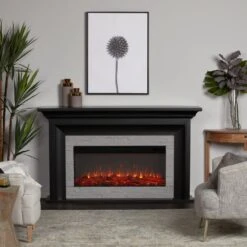 69" Sonia Black Landscape Electric Fireplace