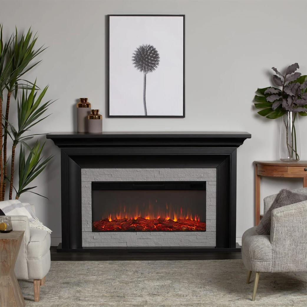 69" Sonia Black Landscape Electric Fireplace 1 69" Sonia Black Landscape Electric Fireplace