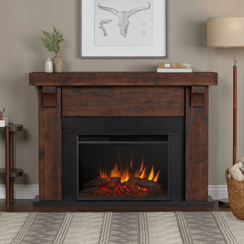 64" Gunnison Chestnut Barnwood Electric Fireplace 1 64" Gunnison Chestnut Barnwood Electric Fireplace