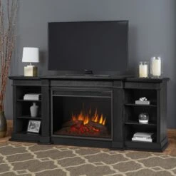 81" Eliot Grand Black Entertainment Unit With Electric Fireplace