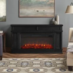 60" Torrey Black Electric Fireplace