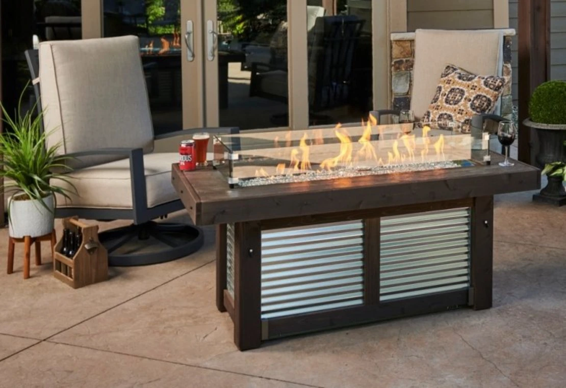57" Denali Brew Linear Gas Fire Pit Table 1 57" Denali Brew Linear Gas Fire Pit Table