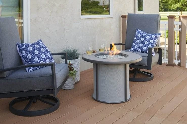 31.5" Grey Stonefire Round Gas Fire Pit Table 1 31.5" Grey Stonefire Round Gas Fire Pit Table