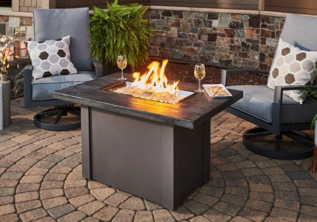 44" Stone Grey Havenwood Rectangular Gas Fire Pit Table With Grey Base 1 44" Stone Grey Havenwood Rectangular Gas Fire Pit Table With Grey Base