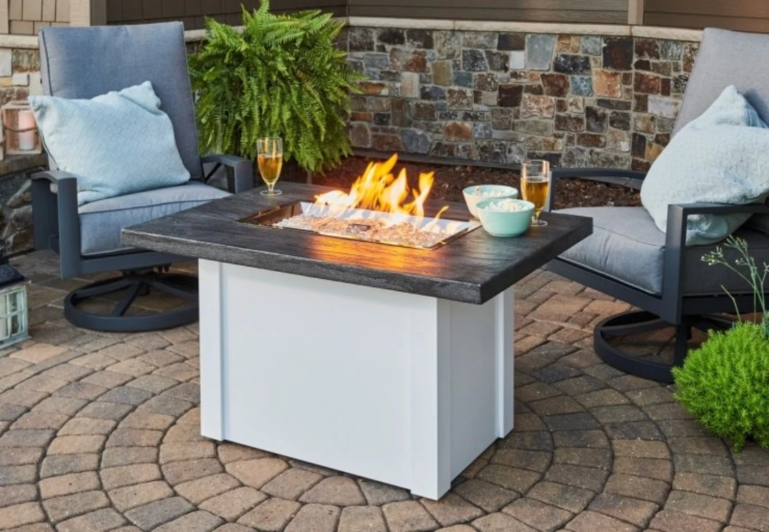44" Stone Grey Havenwood Rectangular Gas Fire Pit Table With White Base 1 44" Stone Grey Havenwood Rectangular Gas Fire Pit Table With White Base