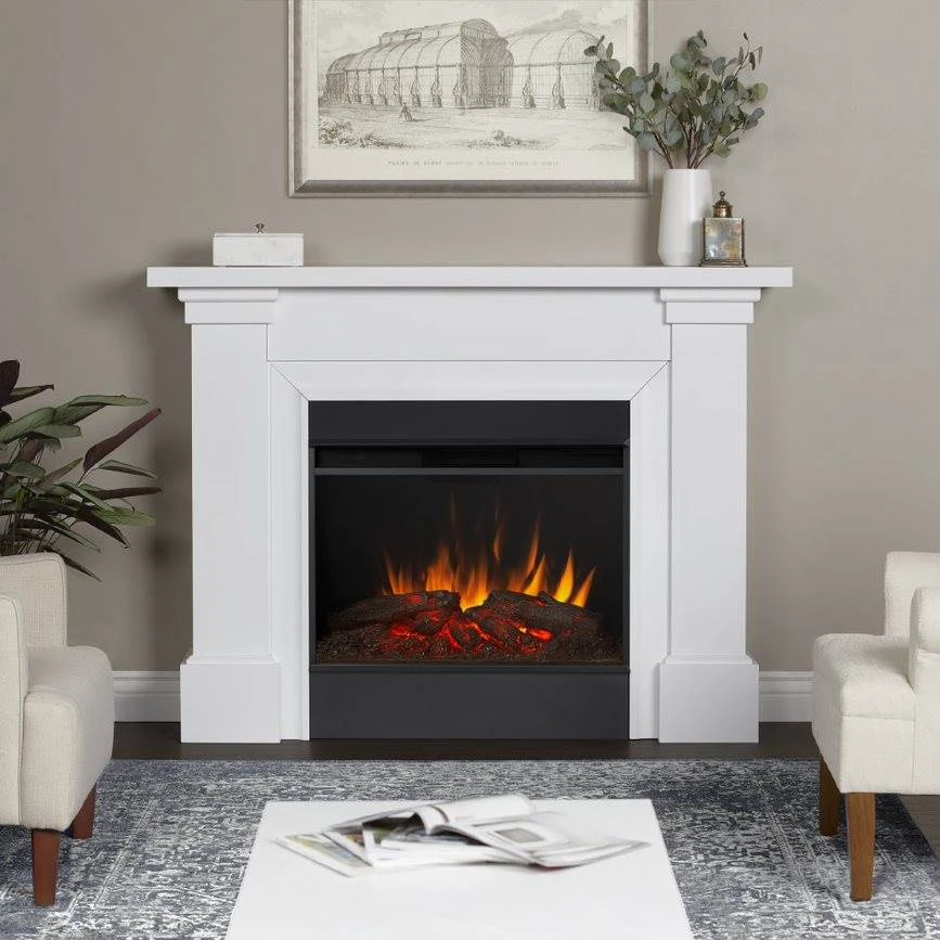 64" Manus White Electric Fireplace 1 64" Manus White Electric Fireplace