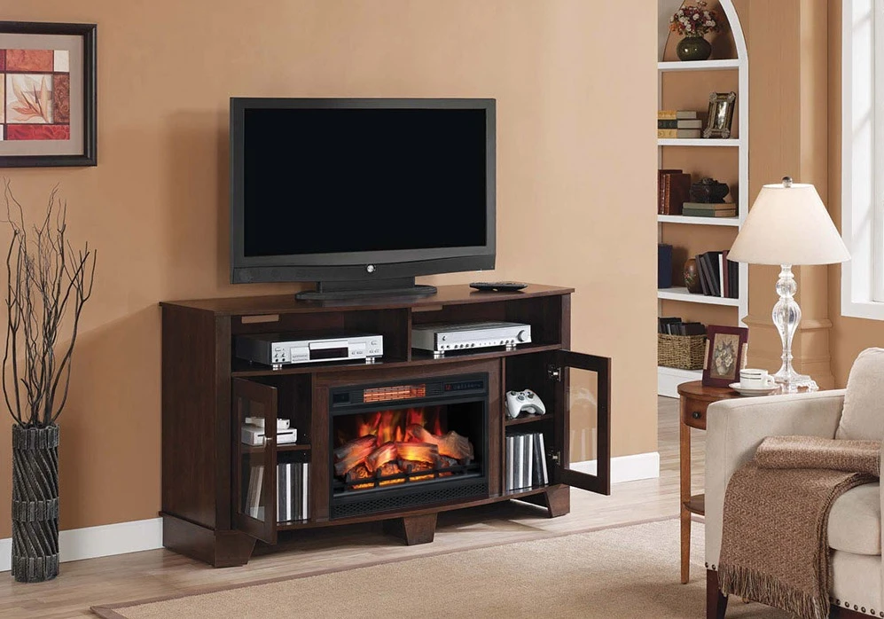 59" LaSalle Midnight Cherry Electric Fireplace Media Console 2 59" LaSalle Midnight Cherry Electric Fireplace Media Console - Image 2