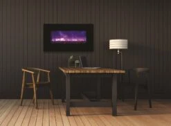 34" Amantii Flush Mount Electric Fireplace W/ Black Glass Surrounding