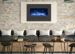 26" Sierra Flush Wall Mount Electric Fireplace W/ Steel Surrounding With Clear Media