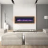 60" Sierra Flush Wall Mount Electric Fireplace W/ Steel Surrounding With Clear Media