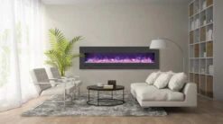 72" Sierra Flush Wall Mount Electric Fireplace W/ Steel Surrounding With Clear Media