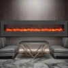 88" Sierra Flush Wall Mount Electric Fireplace W/ Steel Surrounding With Clear Media