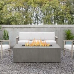60" Eureka Casual Rectangle Natural Gas Fire Table In Flint