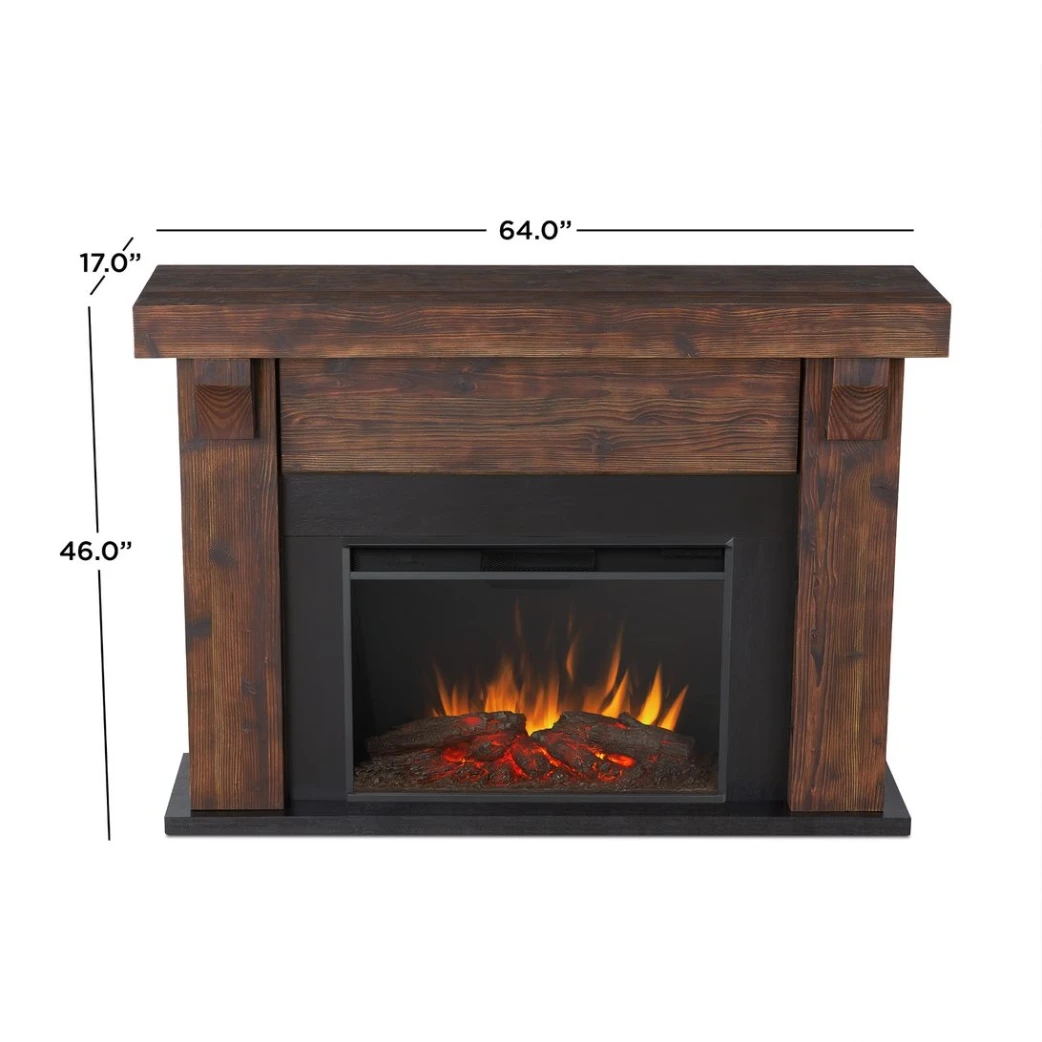 64" Gunnison Chestnut Barnwood Electric Fireplace 9 64" Gunnison Chestnut Barnwood Electric Fireplace - Image 9