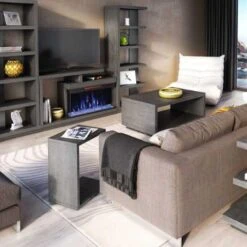 60" Wright Panorama Cambridge Oak Crystal Bed TV Stand Infrared Electric Fireplace -Dimplex Shop 113088T1