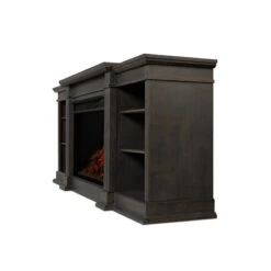 81" Eliot Grand Antique Gray Entertainment Center Infrared Electric Fireplace -Dimplex Shop 1290E AGR Eliot Grand SIDE HI RES