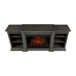 81" Eliot Grand Antique Gray Entertainment Center Infrared Electric Fireplace -Dimplex Shop 1290E AGR Eliot Grand TOP HI RES