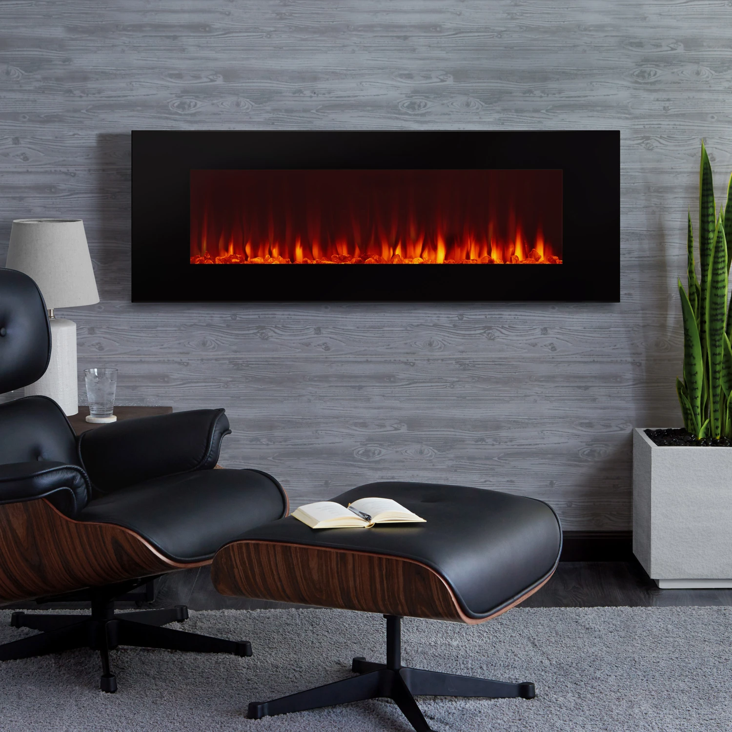 50" DiNatale Black Wall-Mounted Electric Fireplace 6 50" DiNatale Black Wall-Mounted Electric Fireplace - Image 6