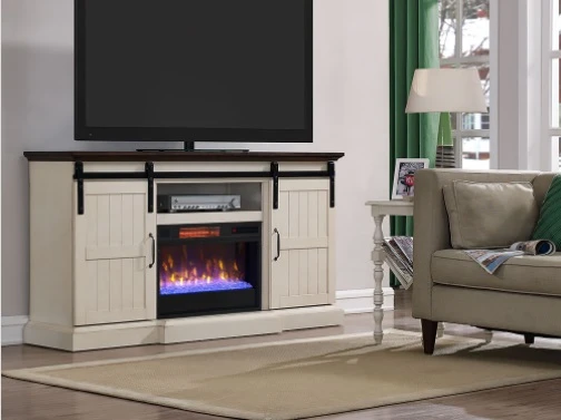 66.3" Hogan Weathered White Infrared Media Electric Fireplace 3 66.3" Hogan Weathered White Infrared Media Electric Fireplace - Image 3