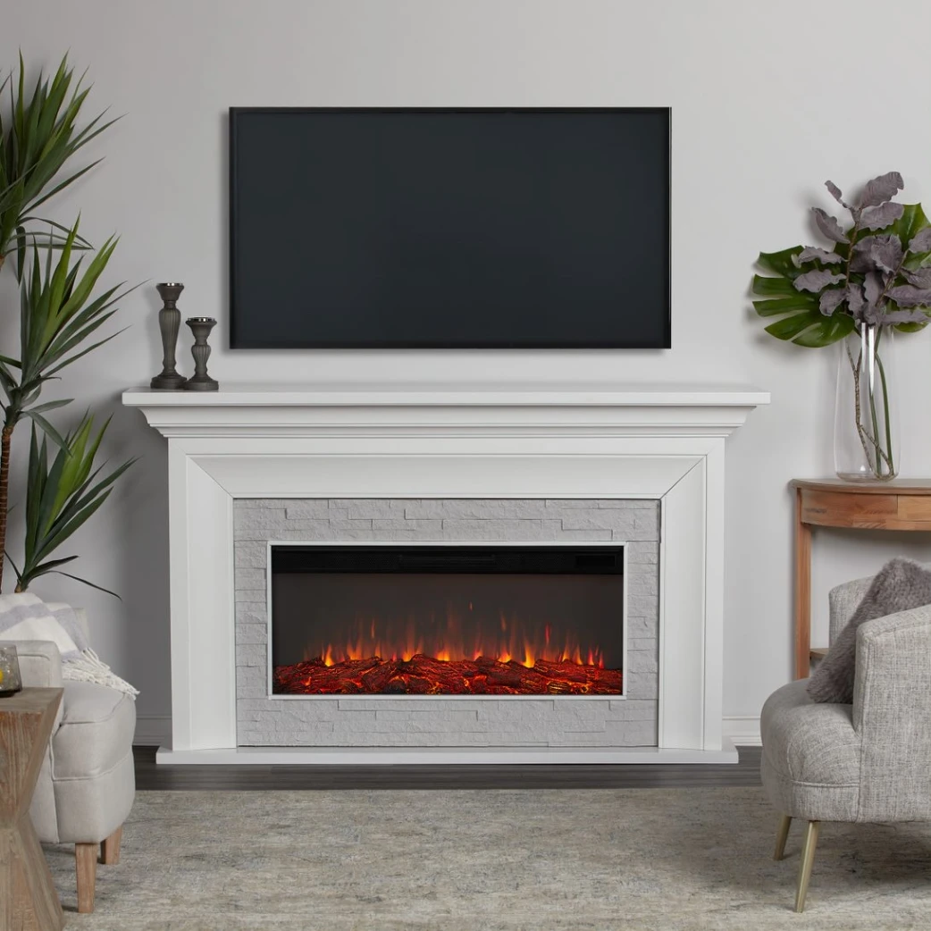 69" Sonia White Landscape Electric Fireplace 2 69" Sonia White Landscape Electric Fireplace - Image 2