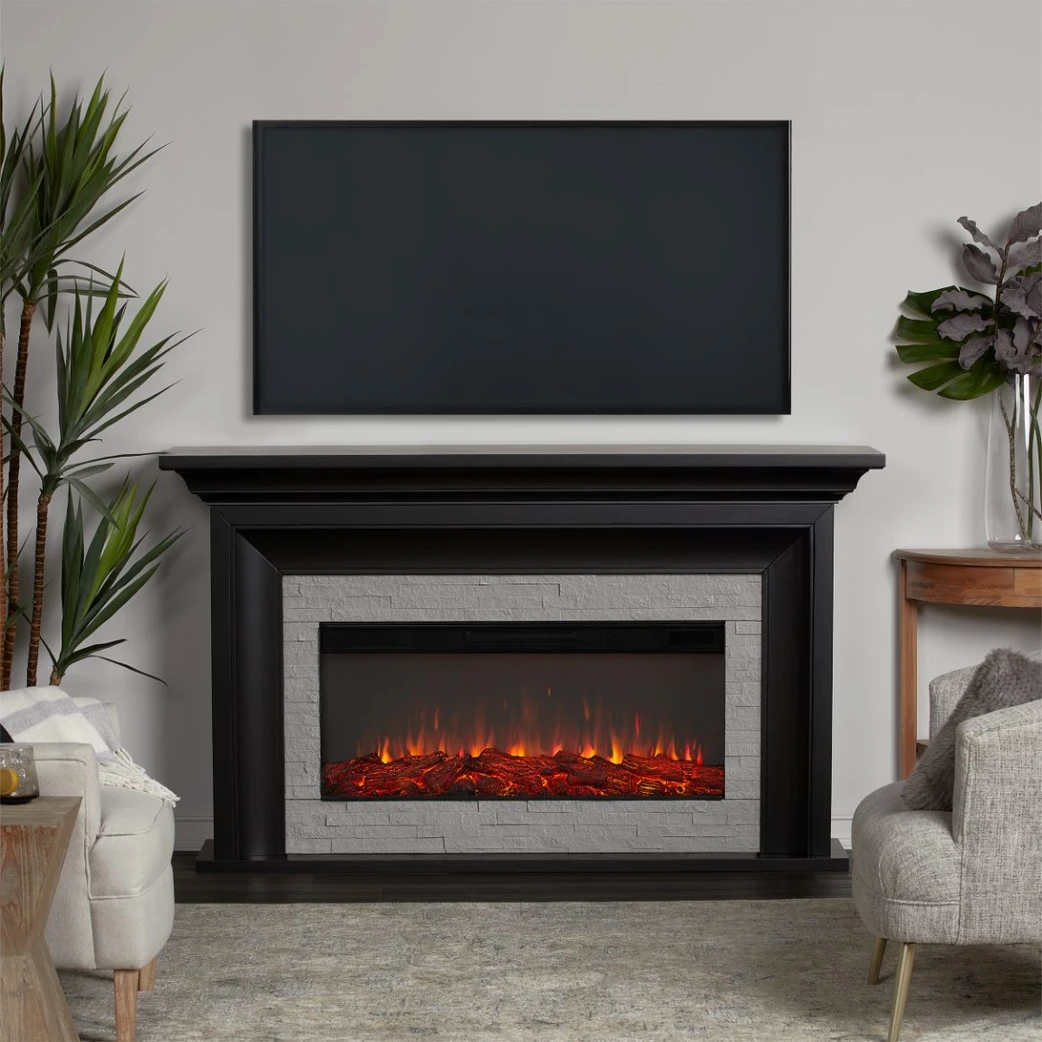 69" Sonia Black Landscape Electric Fireplace 2 69" Sonia Black Landscape Electric Fireplace - Image 2