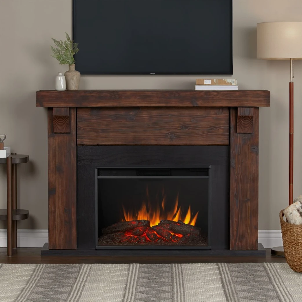 64" Gunnison Chestnut Barnwood Electric Fireplace 2 64" Gunnison Chestnut Barnwood Electric Fireplace - Image 2