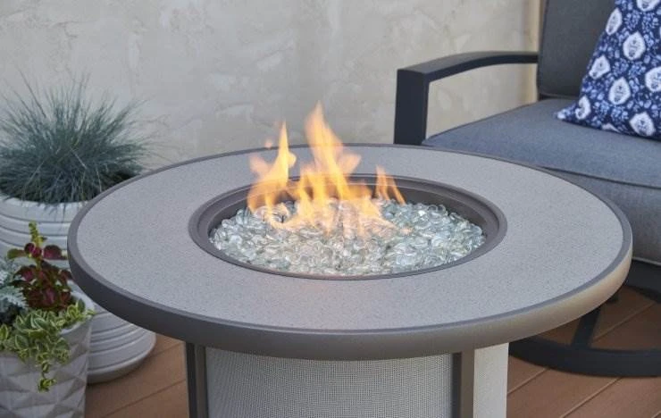 31.5" Grey Stonefire Round Gas Fire Pit Table 2 31.5" Grey Stonefire Round Gas Fire Pit Table - Image 2
