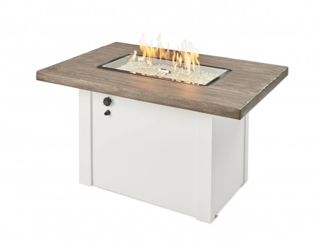 44" Driftwood Havenwood Rectangular Gas Fire Pit Table With White Base 2 44" Driftwood Havenwood Rectangular Gas Fire Pit Table With White Base - Image 2