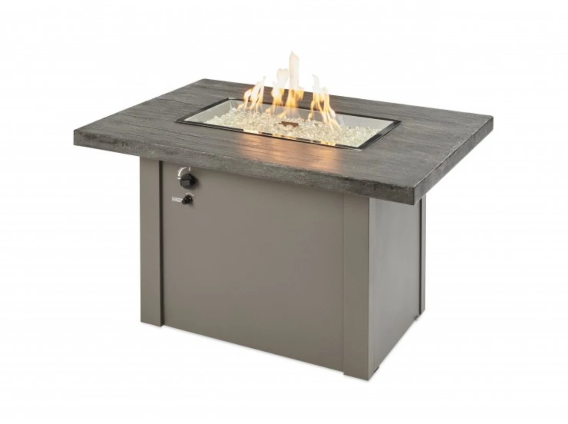 44" Stone Grey Havenwood Rectangular Gas Fire Pit Table With Grey Base 2 44" Stone Grey Havenwood Rectangular Gas Fire Pit Table With Grey Base - Image 2