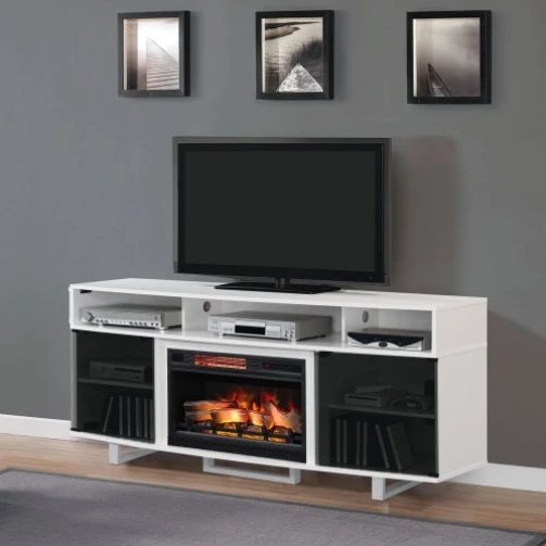 72" New Enterprise Lite White Infrared Media Electric Fireplace 1 72" New Enterprise Lite White Infrared Media Electric Fireplace
