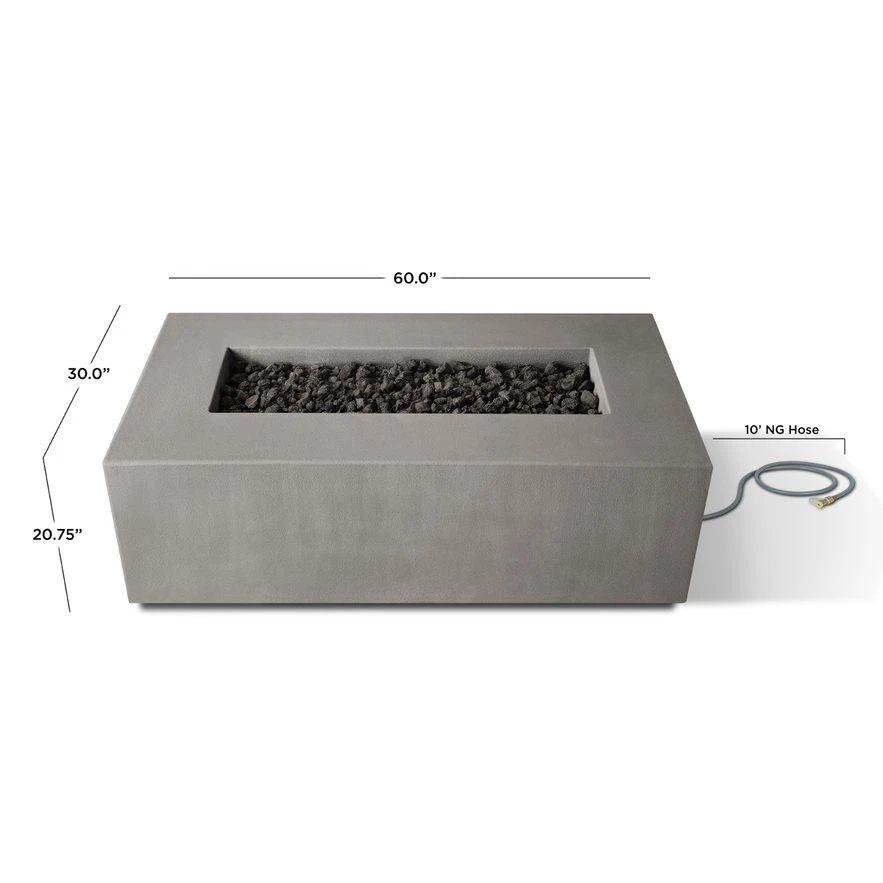 60" Eureka Casual Rectangle Natural Gas Fire Table In Flint 6 60" Eureka Casual Rectangle Natural Gas Fire Table In Flint - Image 6