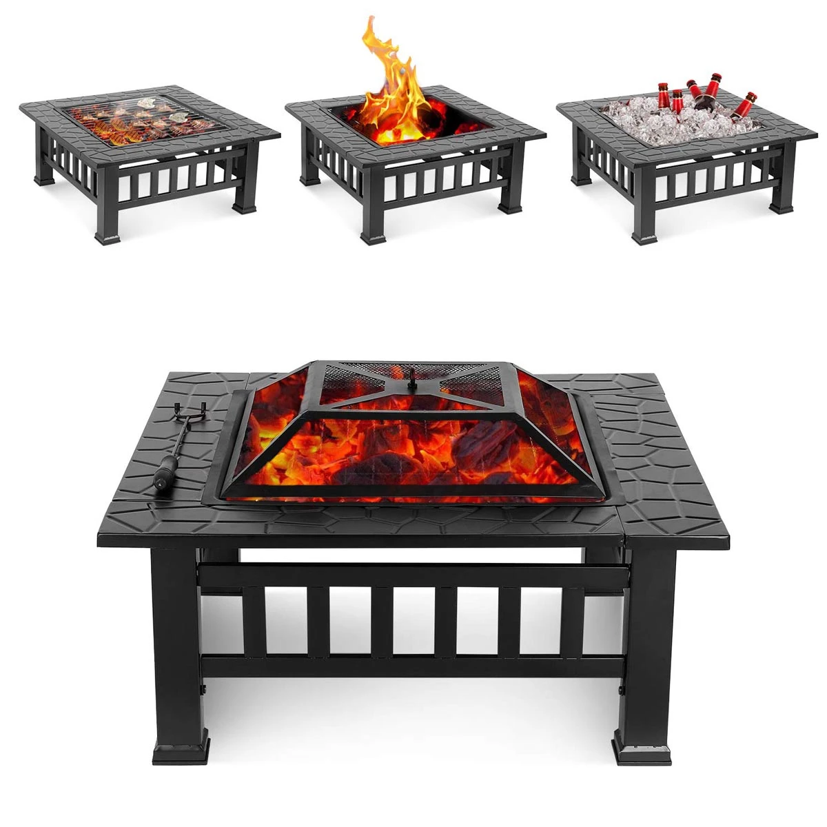 Upland Charcoal Fire Pit With Cover-Black 2 Upland Charcoal Fire Pit With Cover-Black - Image 2
