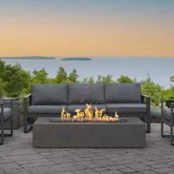 60" Eureka Low Rectangle Natural Gas Fire Table In Carbon