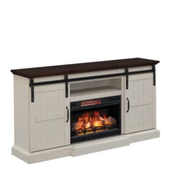 66.3" Hogan Weathered White Infrared Media Electric Fireplace