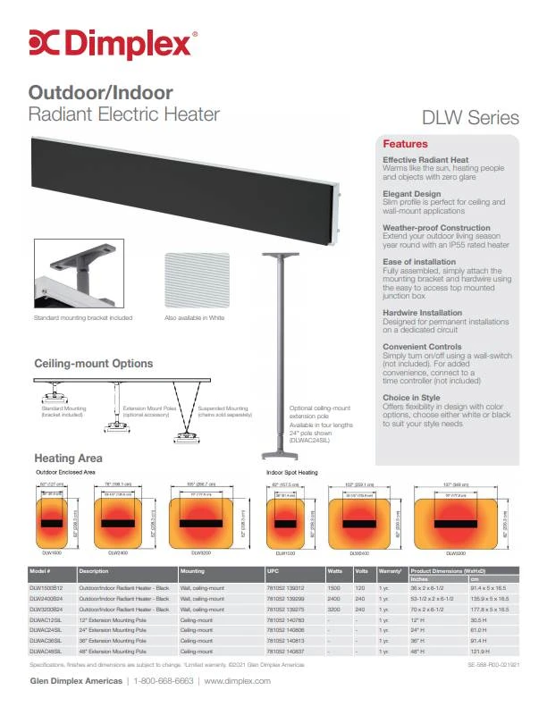 Dimplex 36" Black Outdoor/Indoor Radiant Heater 7 Dimplex 36" Black Outdoor/Indoor Radiant Heater - Image 7