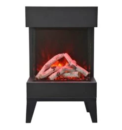 20" Cube - 3 Sided Electric Fireplace With A 10 Piece Birch Log