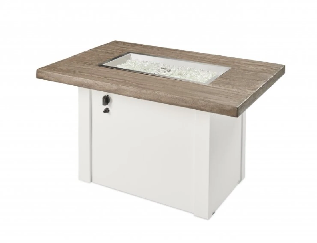 44" Driftwood Havenwood Rectangular Gas Fire Pit Table With White Base 3 44" Driftwood Havenwood Rectangular Gas Fire Pit Table With White Base - Image 3