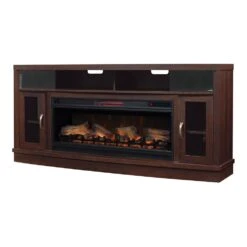 70.75" Deerfield Antique Brown Cherry Infrared Media Electric Fireplace