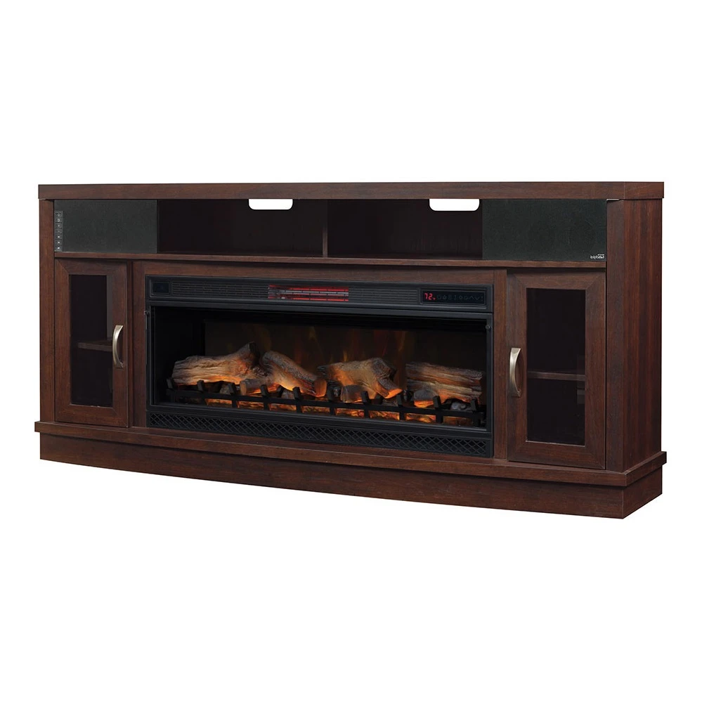 70.75" Deerfield Antique Brown Cherry Infrared Media Electric Fireplace 1 70.75" Deerfield Antique Brown Cherry Infrared Media Electric Fireplace