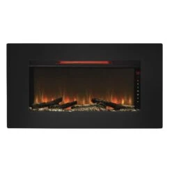 36'' Elysium Black Infrared Quartz Wall Electric Fireplace -Dimplex Shop 36II100GRG Front20view Product20shot C ash Red20flame