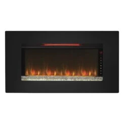 36'' Elysium Black Infrared Quartz Wall Electric Fireplace -Dimplex Shop 36II100GRG Front20view Product20shot E stone Red20flame